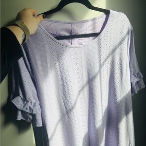 Elegant Lilac Eyelet Midi Dress